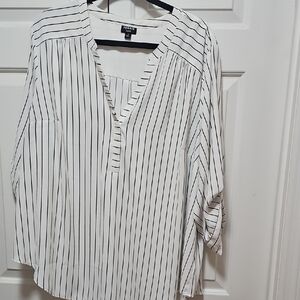 Torrid Black and White Striped Harper Blouse